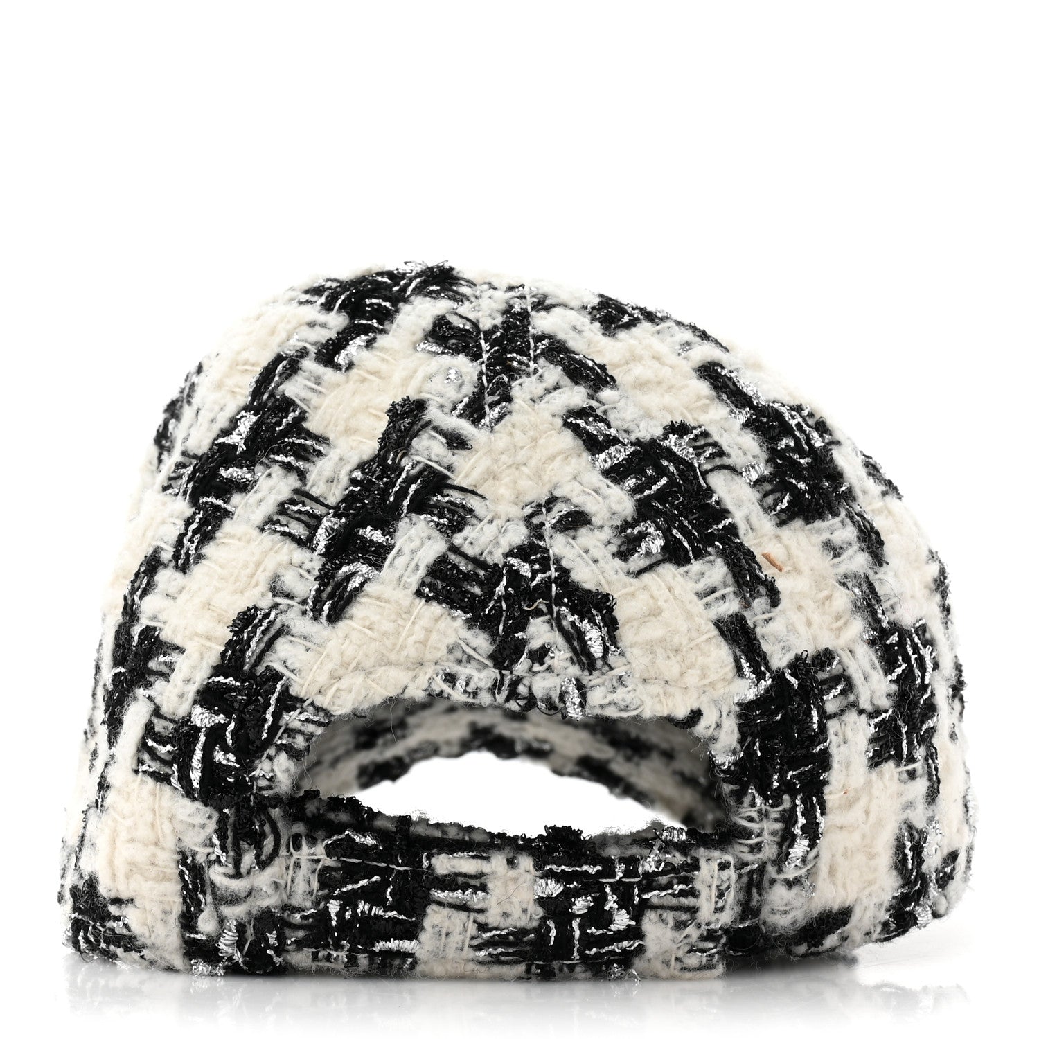 Chanel Metallic Tweed CC Cap Hat M White Black 5 of 8