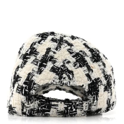 Chanel Metallic Tweed CC Cap Hat M White Black 5 of 8