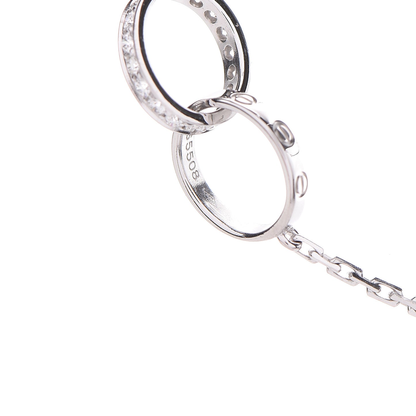 18K White Gold Diamond Interlocking LOVE Necklace