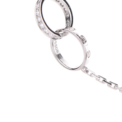 Cartier 18K White Gold Diamond Interlocking LOVE Necklace 6 of 8