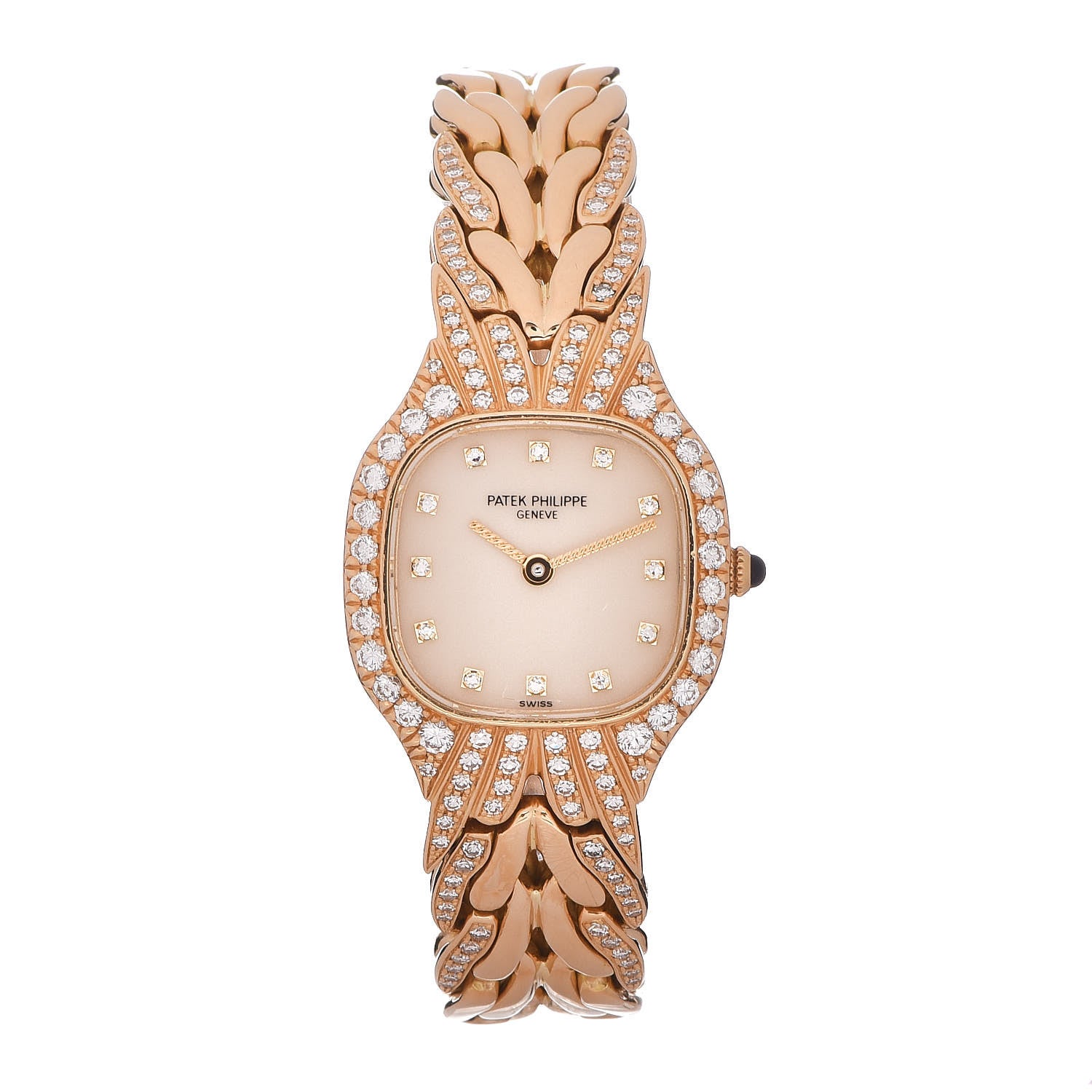 Patek Philippe 18K Yellow Gold Diamond La Flamme Quartz Watch 481513 1 of 6