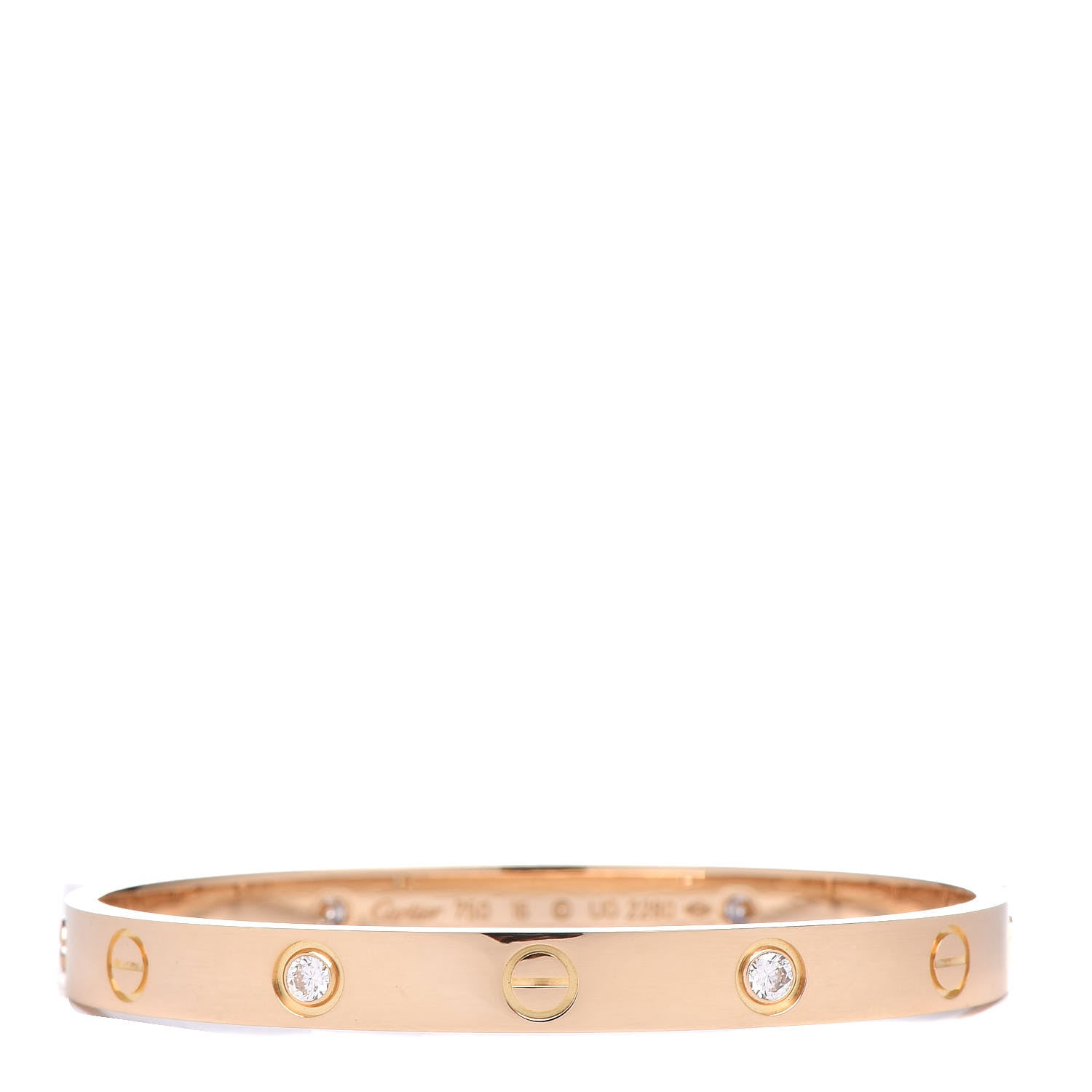 Cartier 18K Yellow Gold 4 Diamond LOVE Bracelet 16 1 of 5