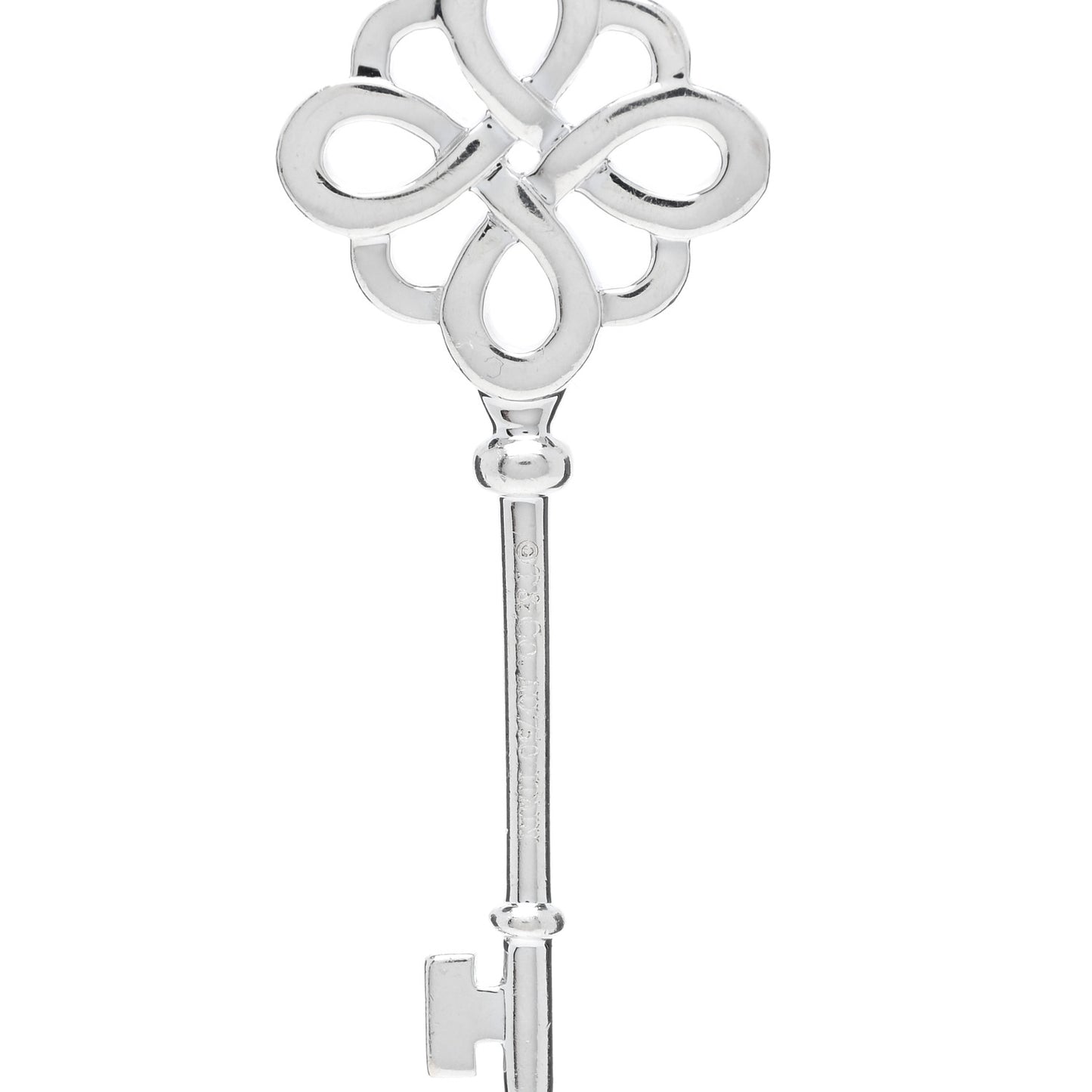 18K White Gold Diamond Knot Key Pendant