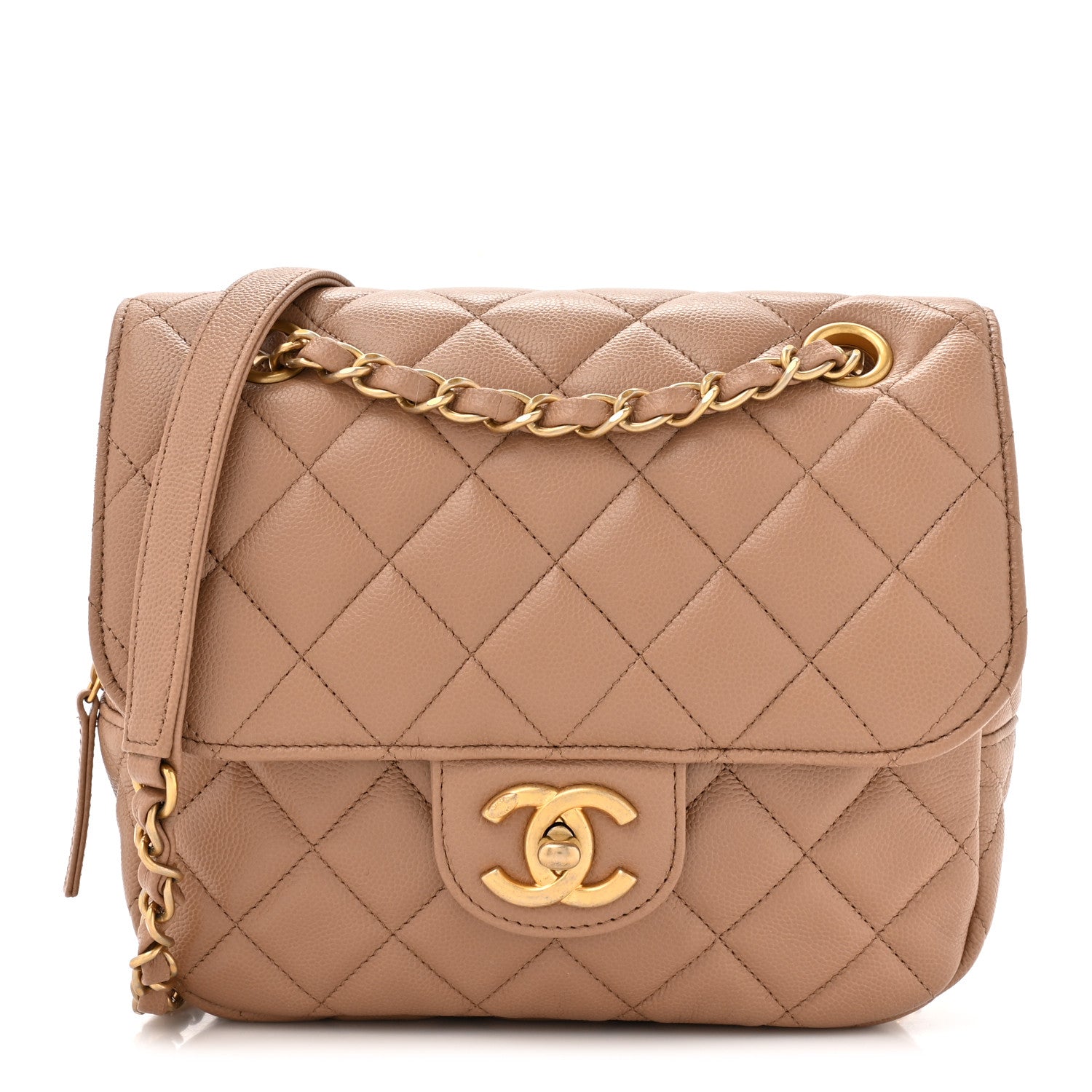 Chanel Caviar Quilted Small Single Flap Beige 1 of 11
