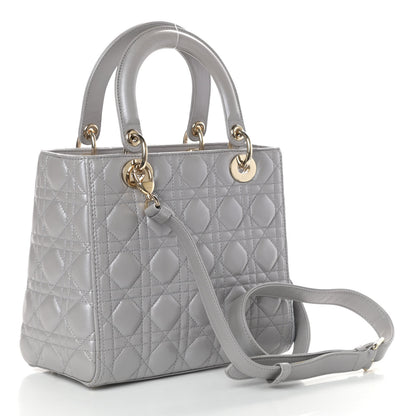 Christian Dior Pearly Lambskin Cannage Medium Lady Dior Grey 5 of 11
