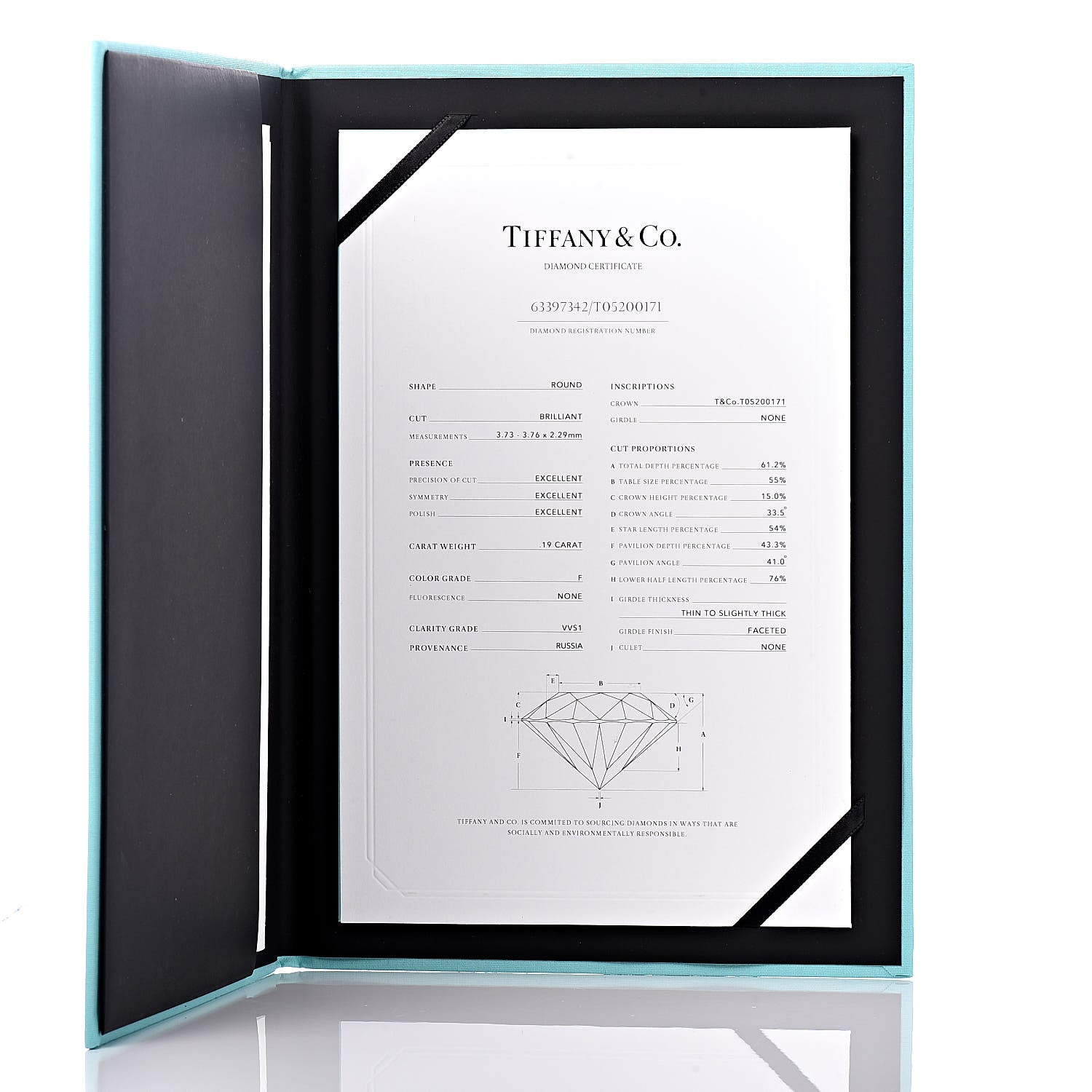 Tiffany Platinum Diamond .19ct Harmony Solitaire Engagement Ring 48 4.5 9 of 9