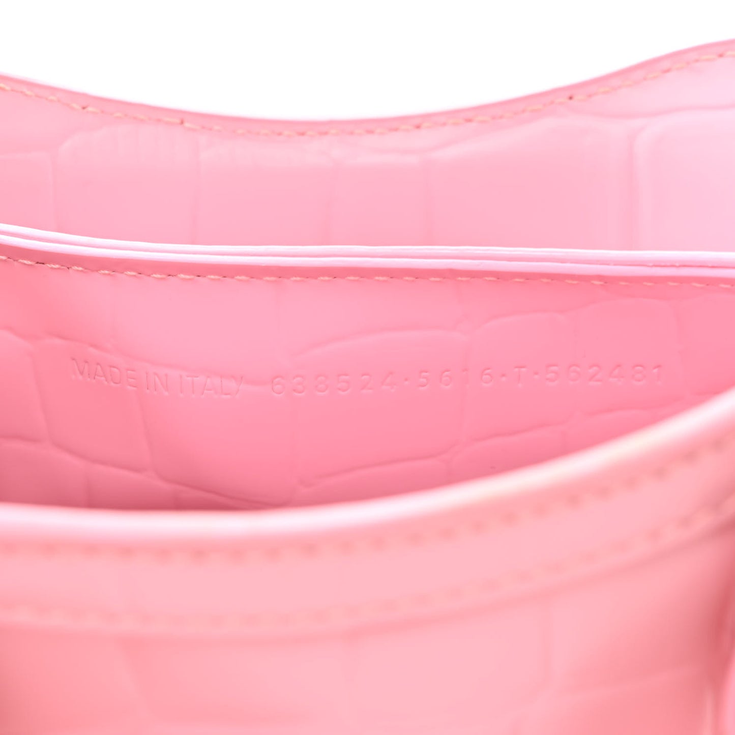 Semi Shiny Calfskin Crocodile Embossed Neo Classic Silver Hardware Mini City Pink