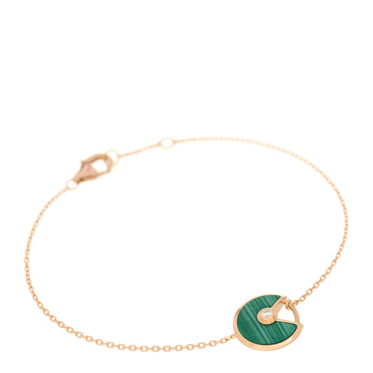 18K Pink Gold Diamond Malachite Amulette de Cartier Bracelet