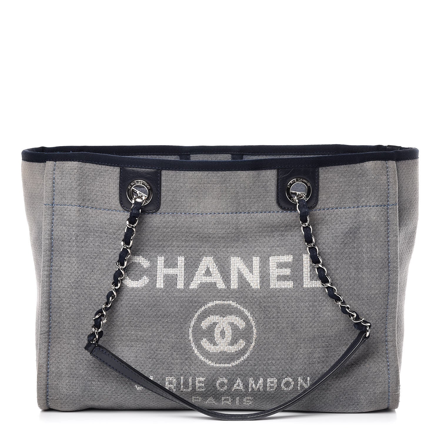 Chanel Canvas Small Deauville Tote Denim Blue 1 of 13