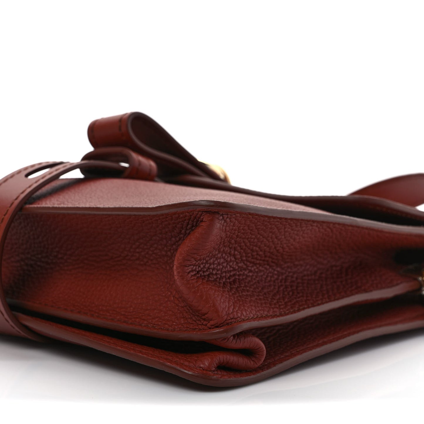 Shiny Grained Calfskin Medium Aby Day Shoulder Bag Sepia Brown