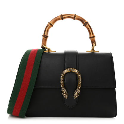 Gucci Moon Calfskin Web Medium Dionysus Bamboo Top Handle Bag Black 1 of 11