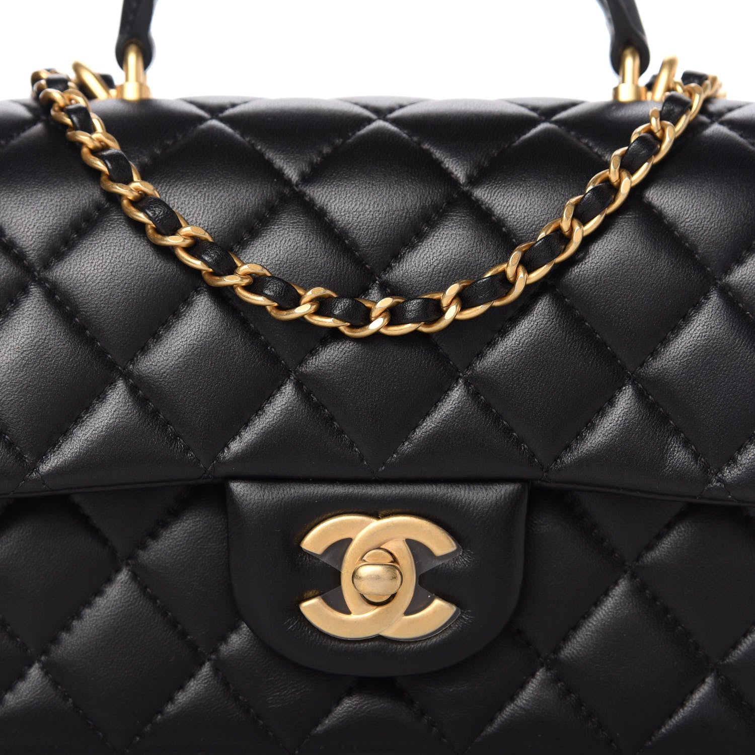 Chanel Lambskin Quilted Mini Top Handle Rectangular Flap Black 10 of 11