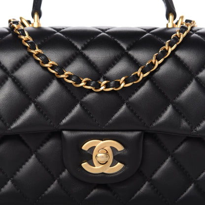 Chanel Lambskin Quilted Mini Top Handle Rectangular Flap Black 10 of 11