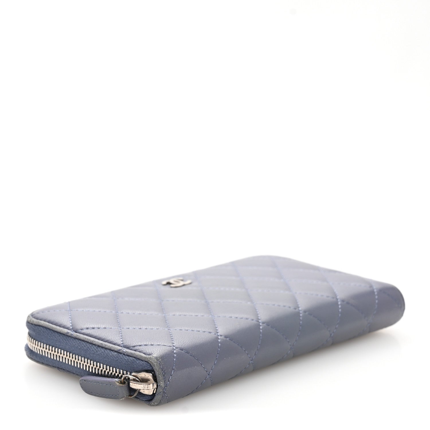 Chanel Lambskin Quilted Large Gusset Zip Around Wallet Lavender 4 of 13