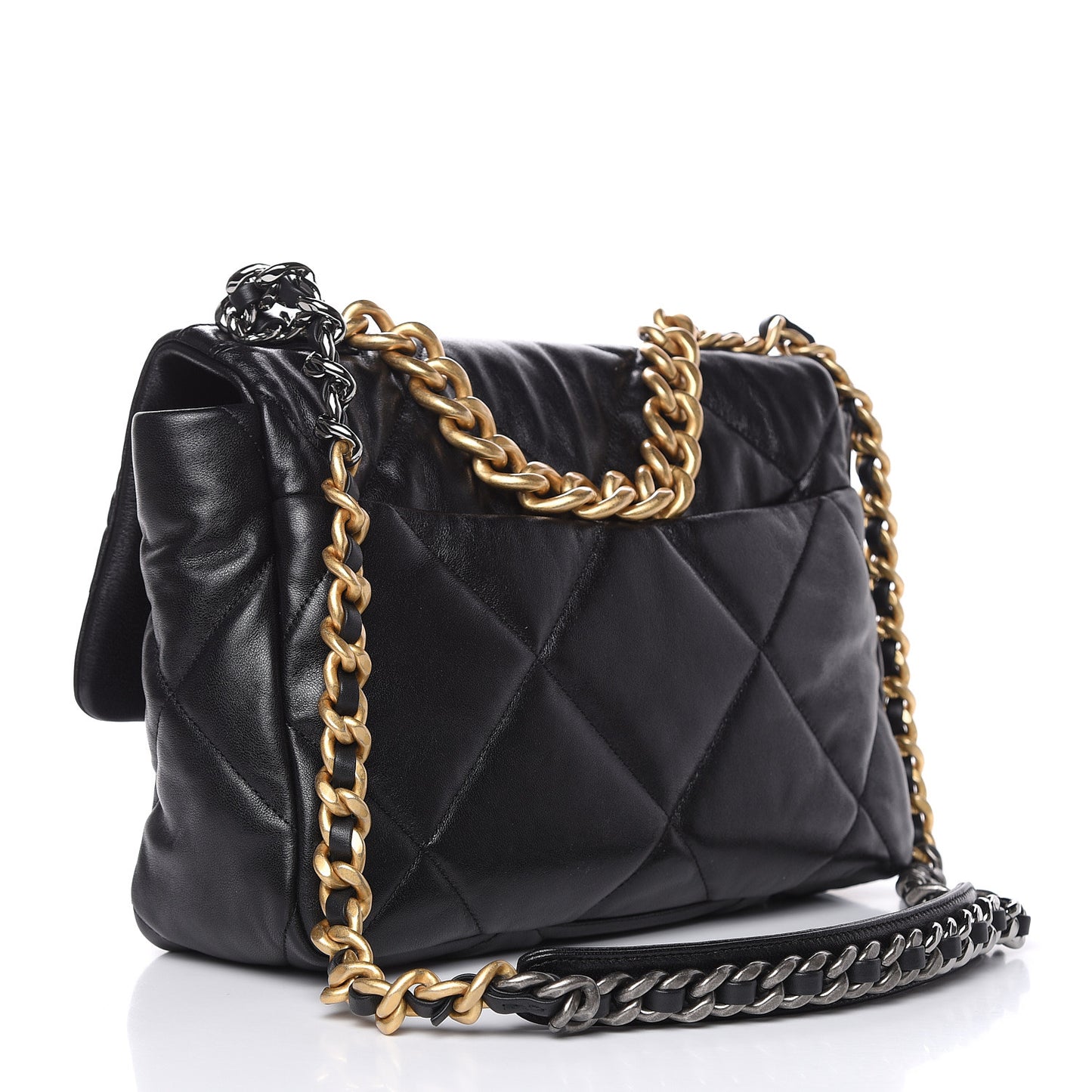 Lambskin Quilted Large 19 Flap Black