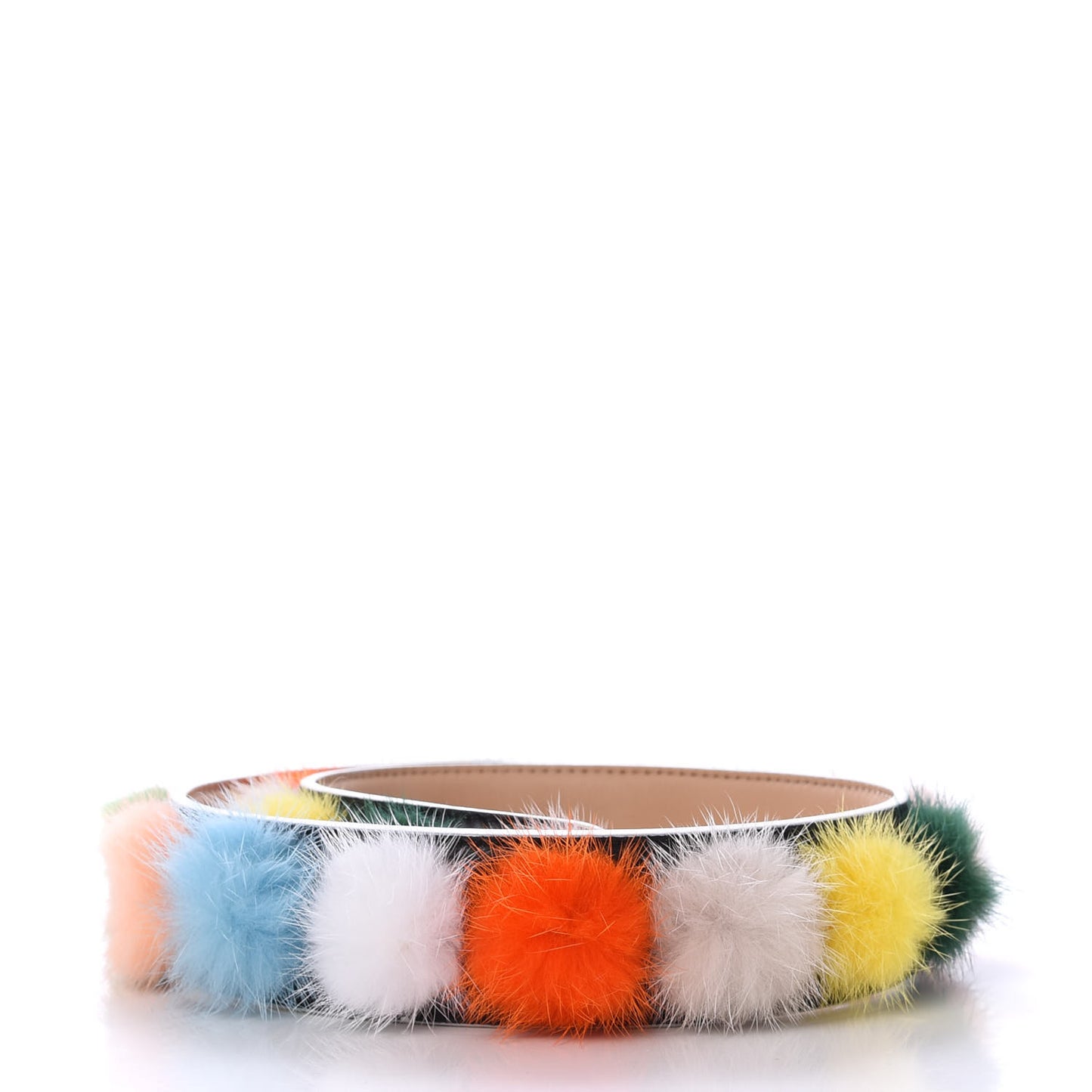 Vitello Dolce Mink Fur Bi-Color Pom Pom Strap You Black Makeup Multicolor