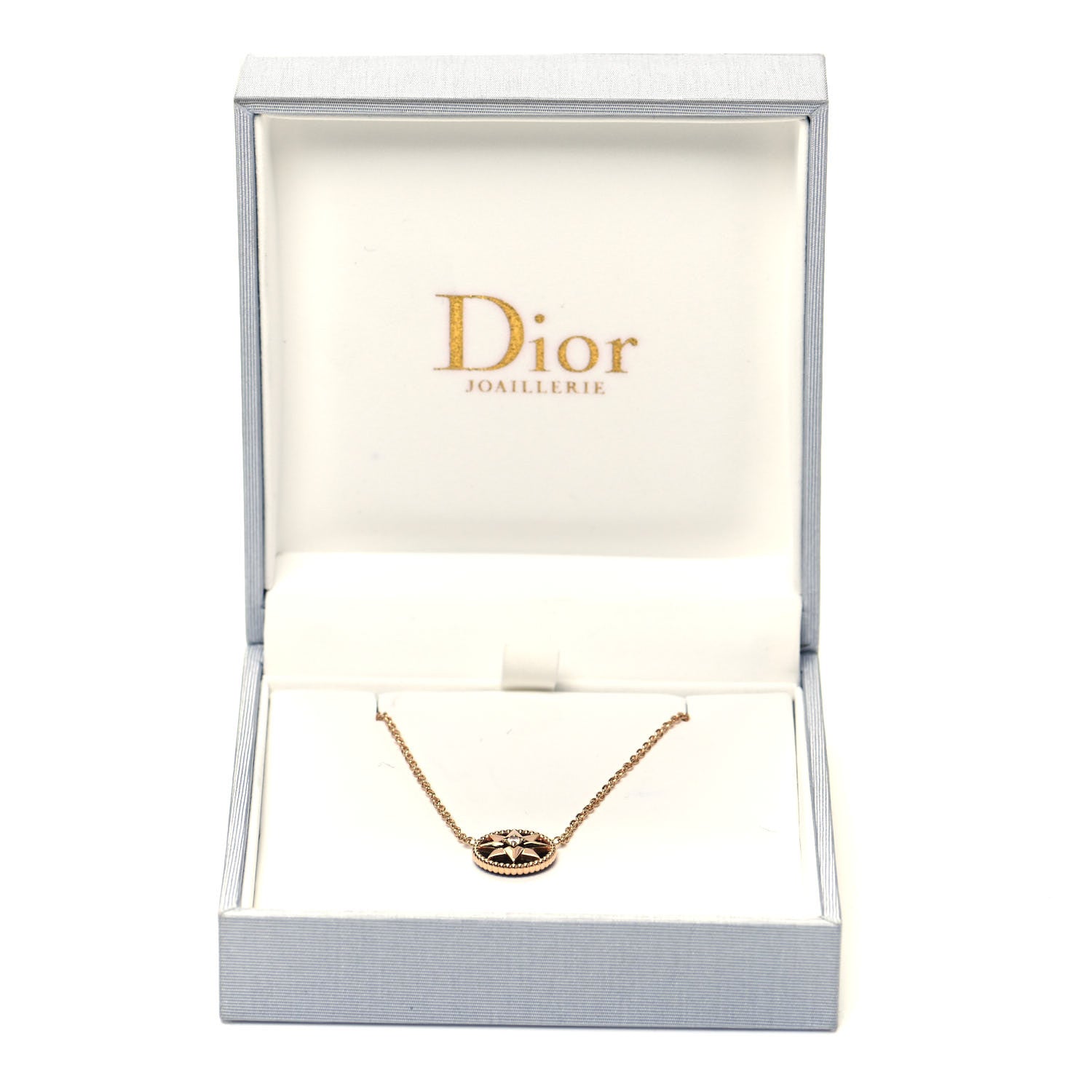 Christian Dior 18K Rose Gold Diamond Black Onyx Rose Des Vents Necklace 6 of 6