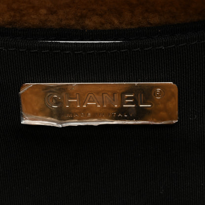 Chanel Shiny Crumpled Sheepskin Shearling CC Mania Waist Bag Black Light Brown 6 of 10