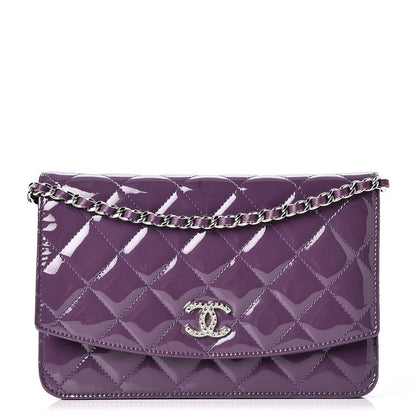 Chanel Patent Quilted Brilliant Wallet On Chain WOC Violet 1 of 9