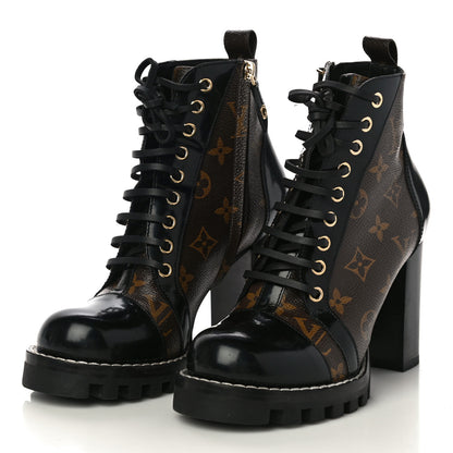Louis Vuitton Patent Calfskin Monogram Star Trail Ankle Boots 37 Black 5 of 11