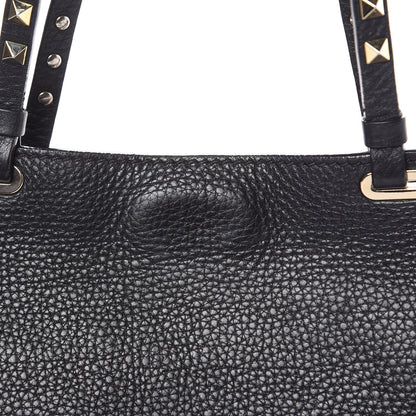 Valentino Garavani Grained Calfskin Small Rockstud Tote Black 12 of 13