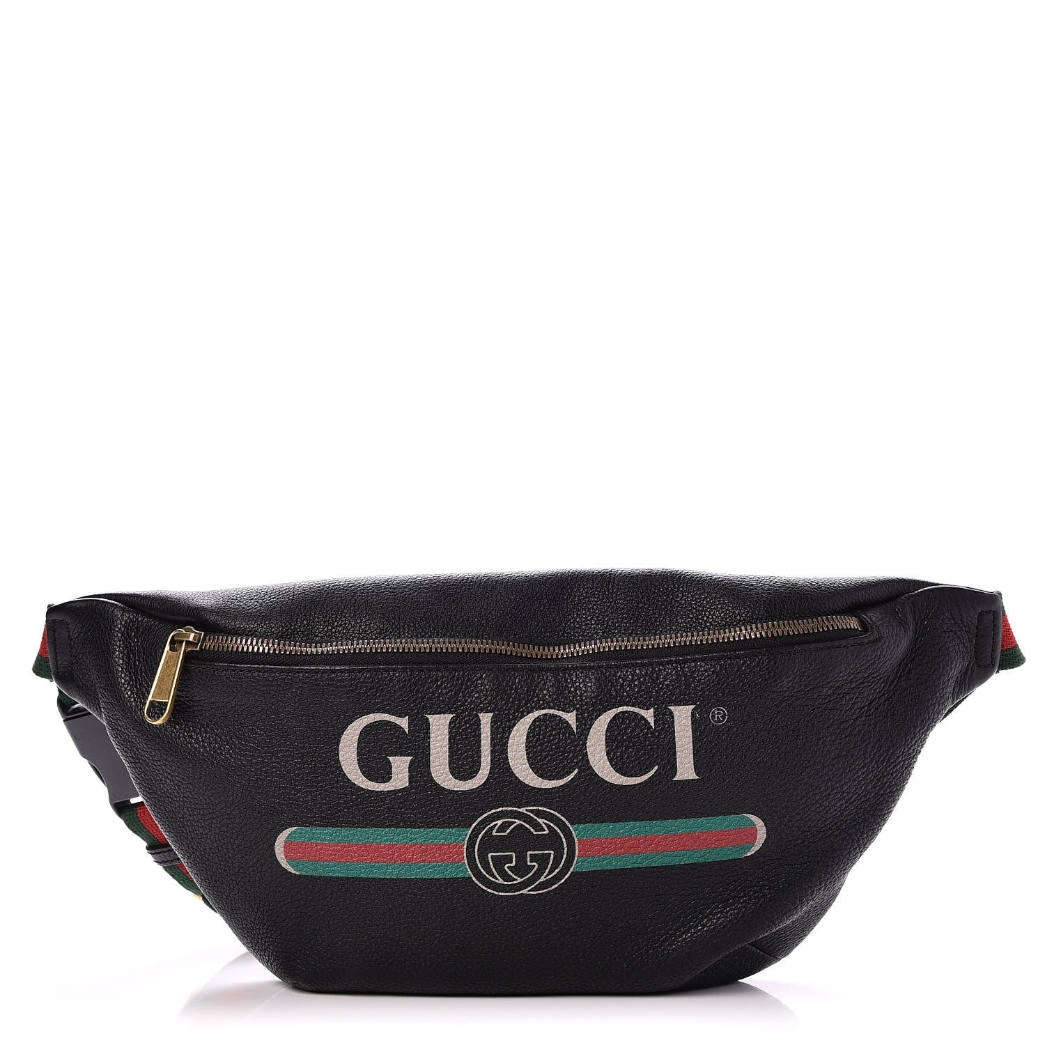 Gucci Grained Calfskin Logo Belt Bag Black 1 of 9