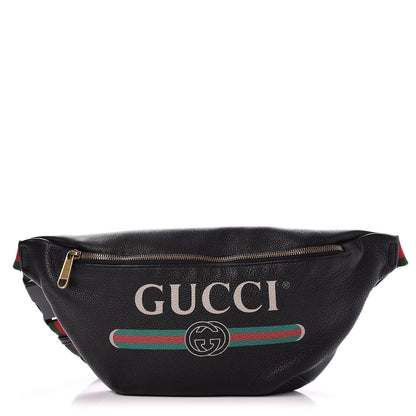 Gucci Grained Calfskin Logo Belt Bag Black 1 of 9