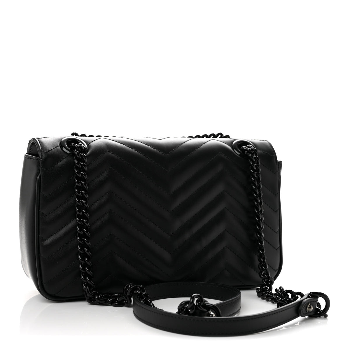 Gucci Calfskin Matelasse Monochrome Small GG Marmont Shoulder Bag Black 3 of 10