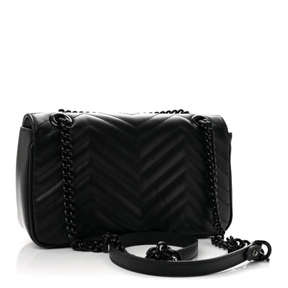 Gucci Calfskin Matelasse Monochrome Small GG Marmont Shoulder Bag Black 3 of 10