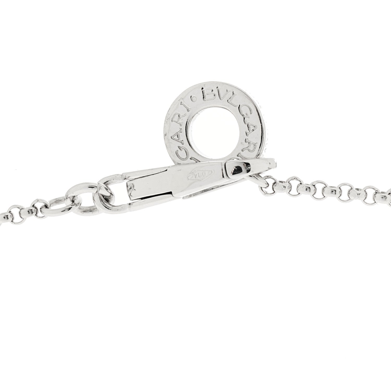 Bulgari 18K White Gold Diamond Small B.Zero1 Pave Pendant Necklace 4 of 6