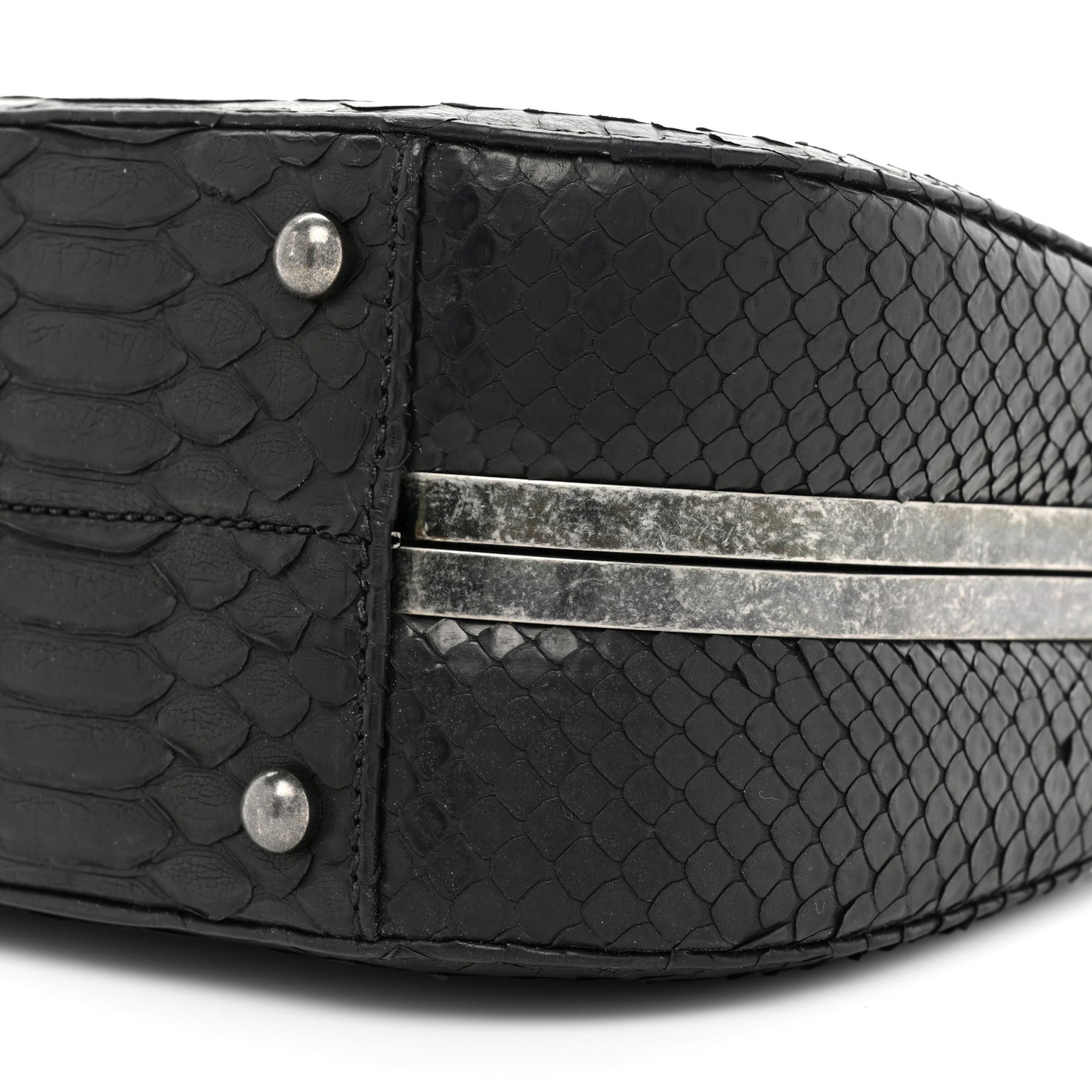 Snakeskin Box Kisslock Crosssbody Black