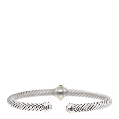 David Yurman Sterling Silver 14K Yellow Gold Rhodolite Garnet Pink Tourmaline 5mm Cable Renaissance Station Bracelet 3 of 4