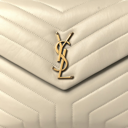 Saint Laurent Calfskin Y Quilted Monogram Medium Loulou Chain Satchel Blanc Vintage 8 of 10
