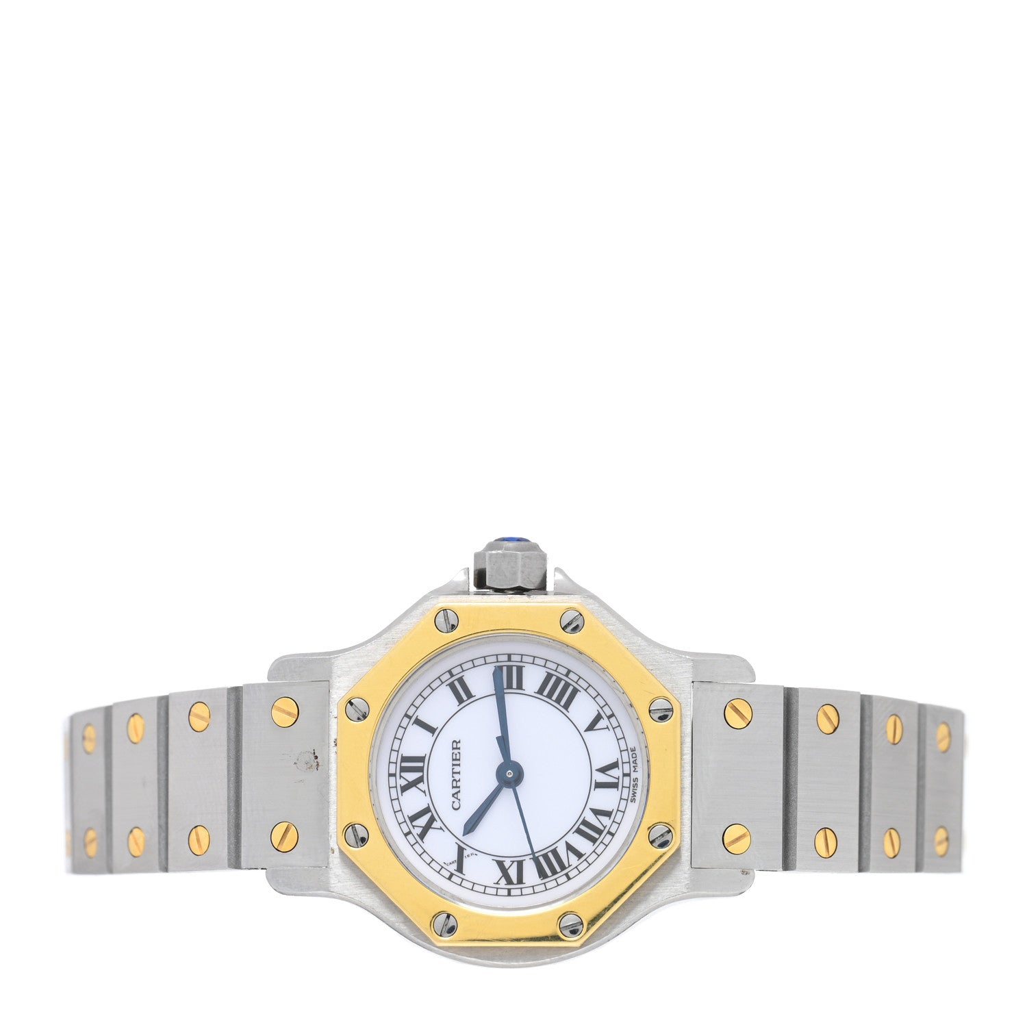 Cartier Stainless Steel 18K Yellow Gold 25mm Santos Octagon Automatic Watch 2 of 4