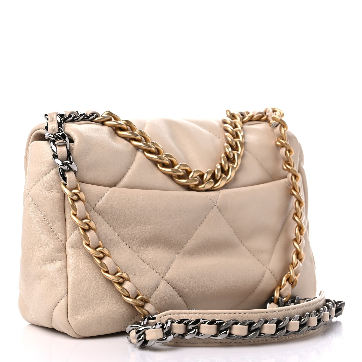 Chanel Lambskin Quilted Medium Chanel 19 Flap Light Beige 3 of 10