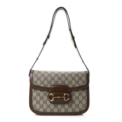 Gucci GG Supreme Monogram Horsebit 1955 Shoulder Bag Beige Brown Sugar 1 of 9