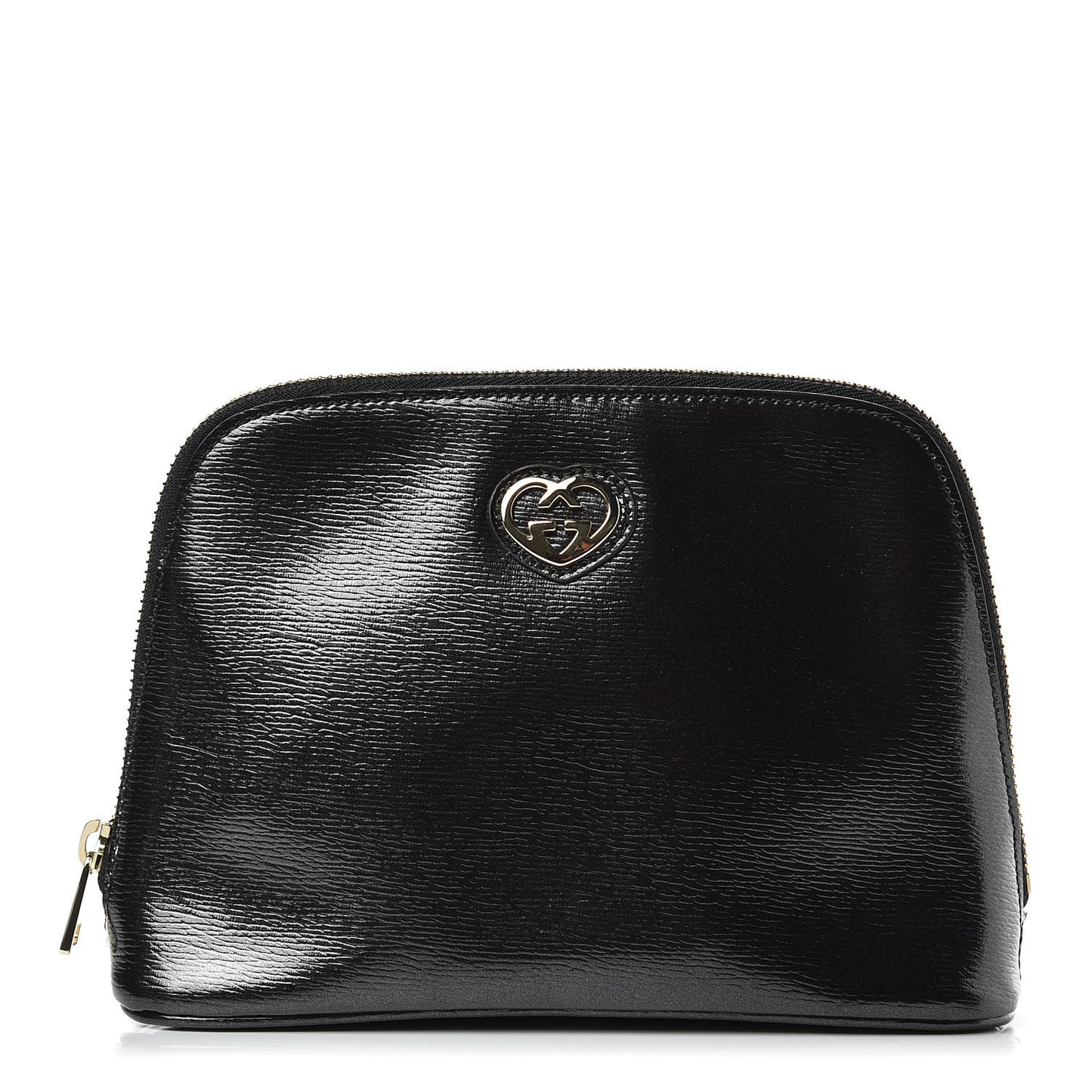 Calfskin Lovely Heart Cosmetic Case Black