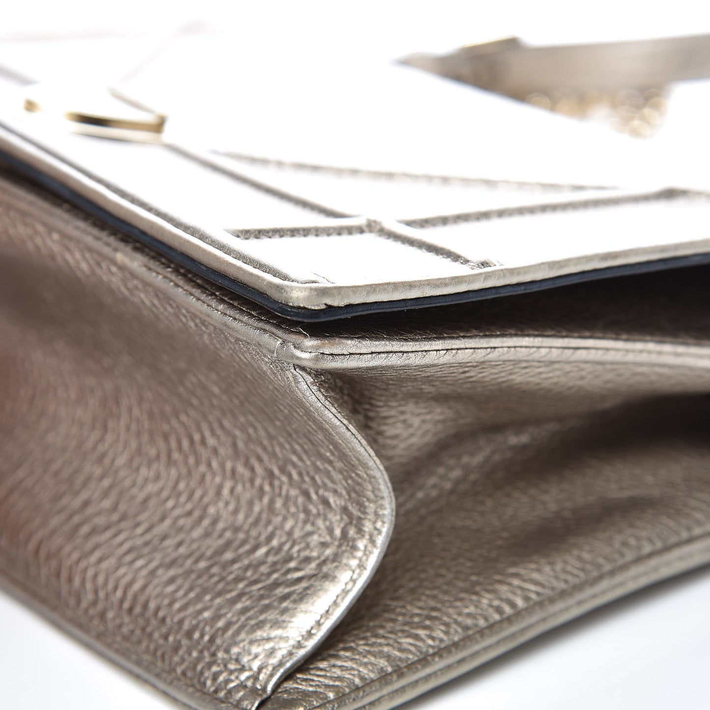 Metallic Grained Calfskin Medium Diorama Flap Bag Gold