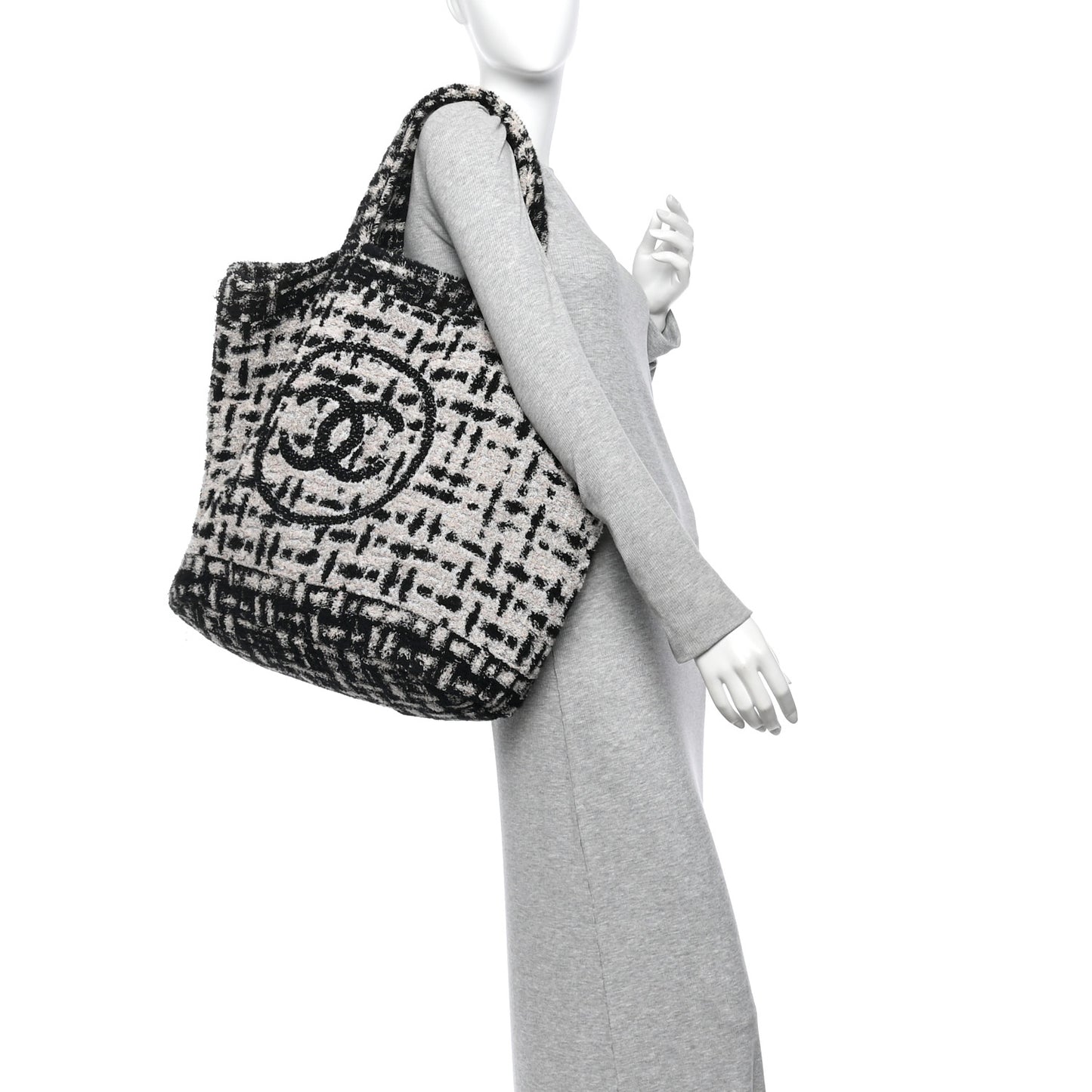 Terry Cotton CC Beach Tote Towel Set White Black