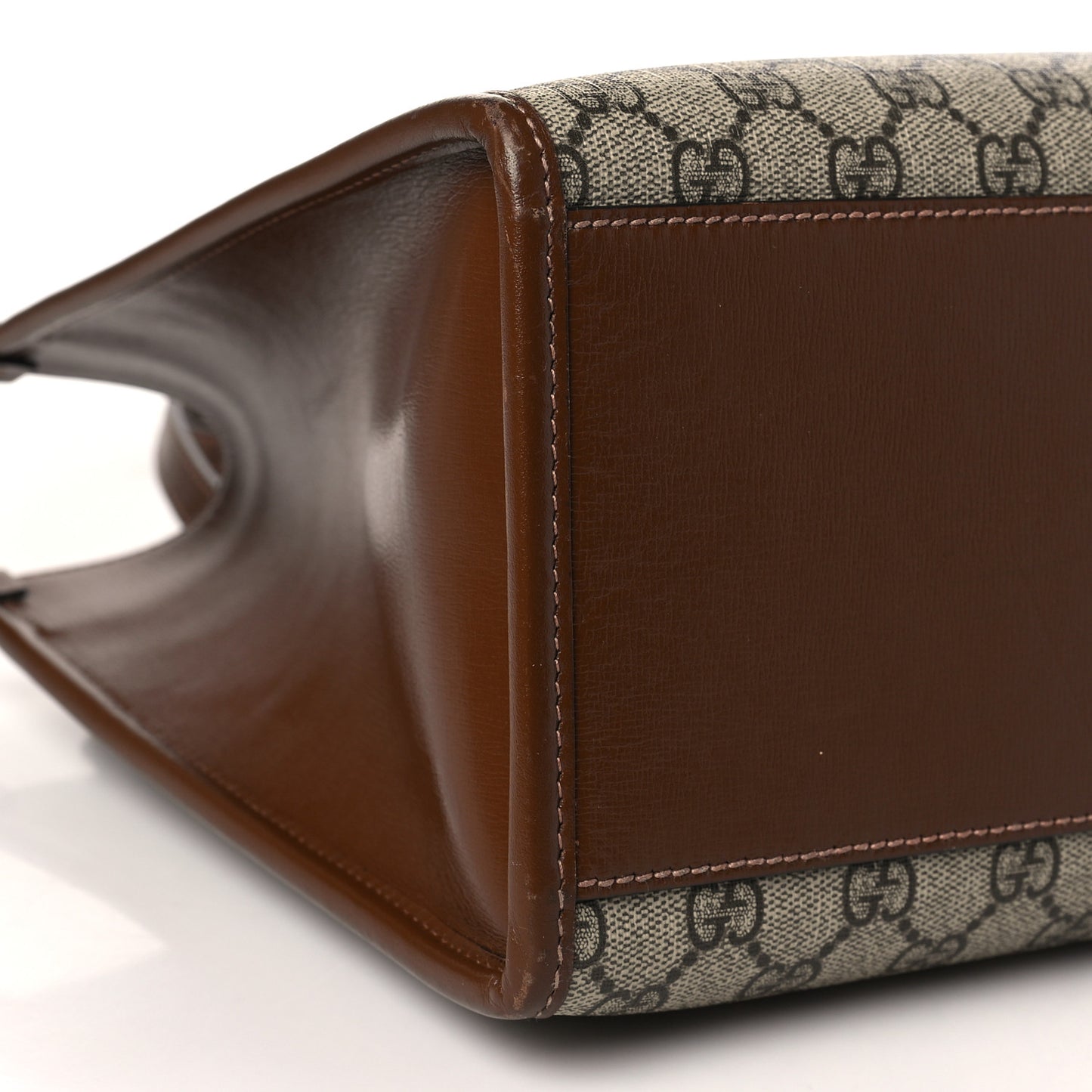 GG Supreme Monogram Azalea Calfskin Small Retro Interlocking G Tote Bag Beige Ebony Brown Sugar