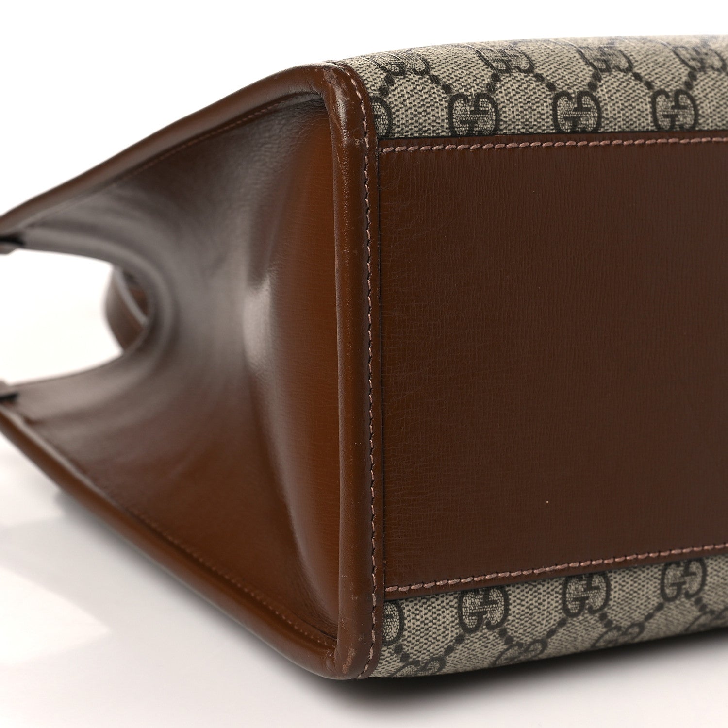Gucci GG Supreme Monogram Azalea Calfskin Small Retro Interlocking G Tote Bag Beige Ebony Brown Sugar 8 of 9