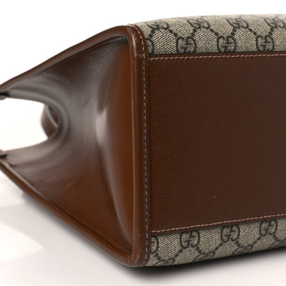 Gucci GG Supreme Monogram Azalea Calfskin Small Retro Interlocking G Tote Bag Beige Ebony Brown Sugar 8 of 9