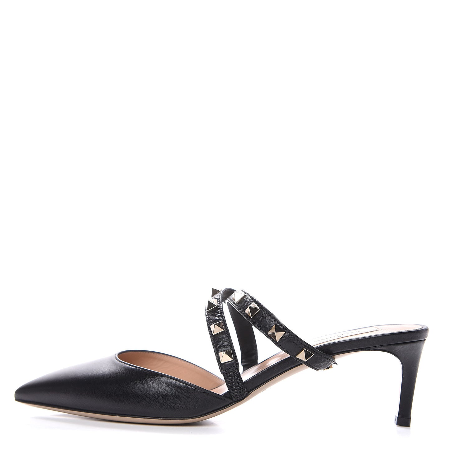 Nappa Rockstud Criss Cross 55mm Mules 37.5 Black