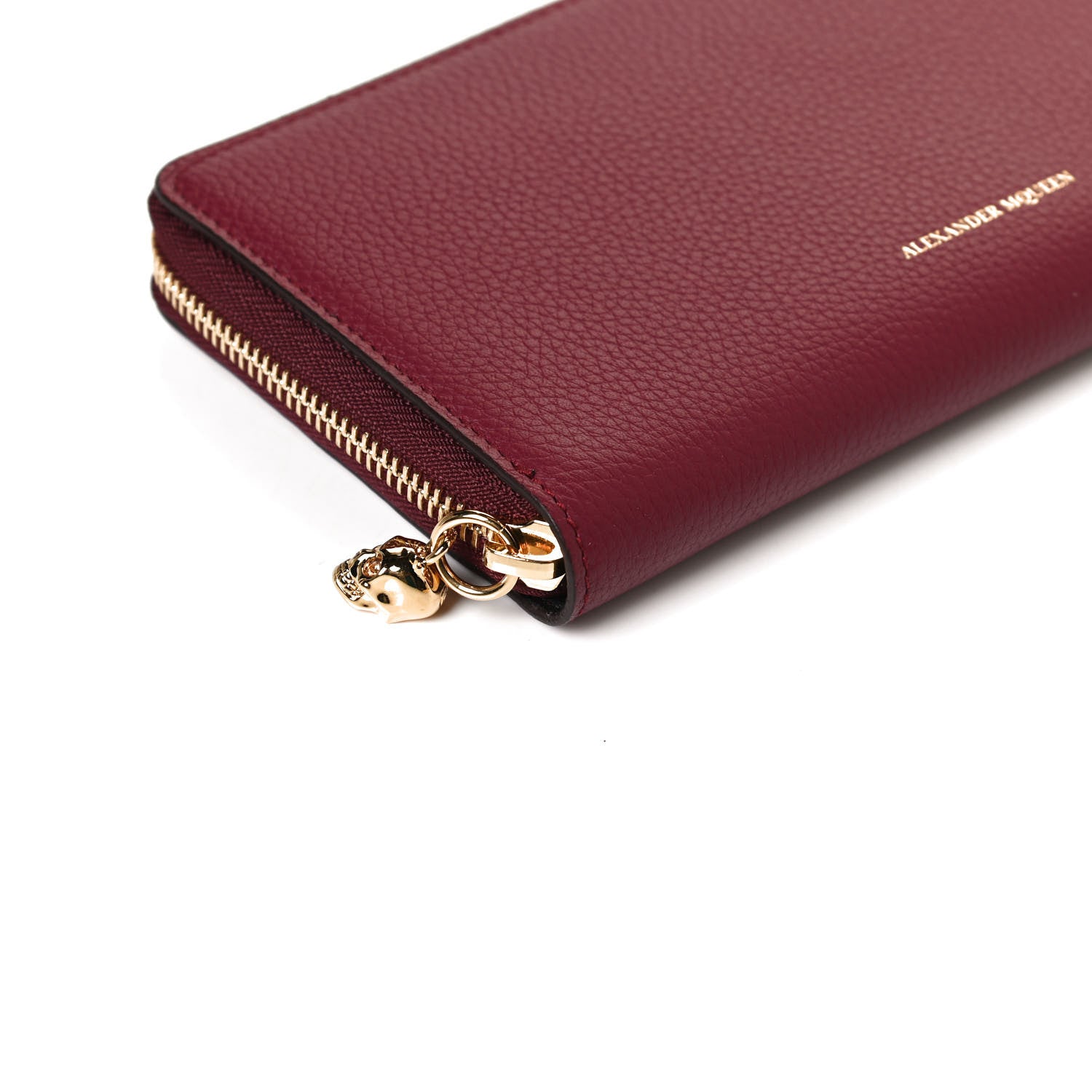 Alexander McQueen Pebbled Calfskin Skull Continental Zip Wallet Oxblood 11 of 13