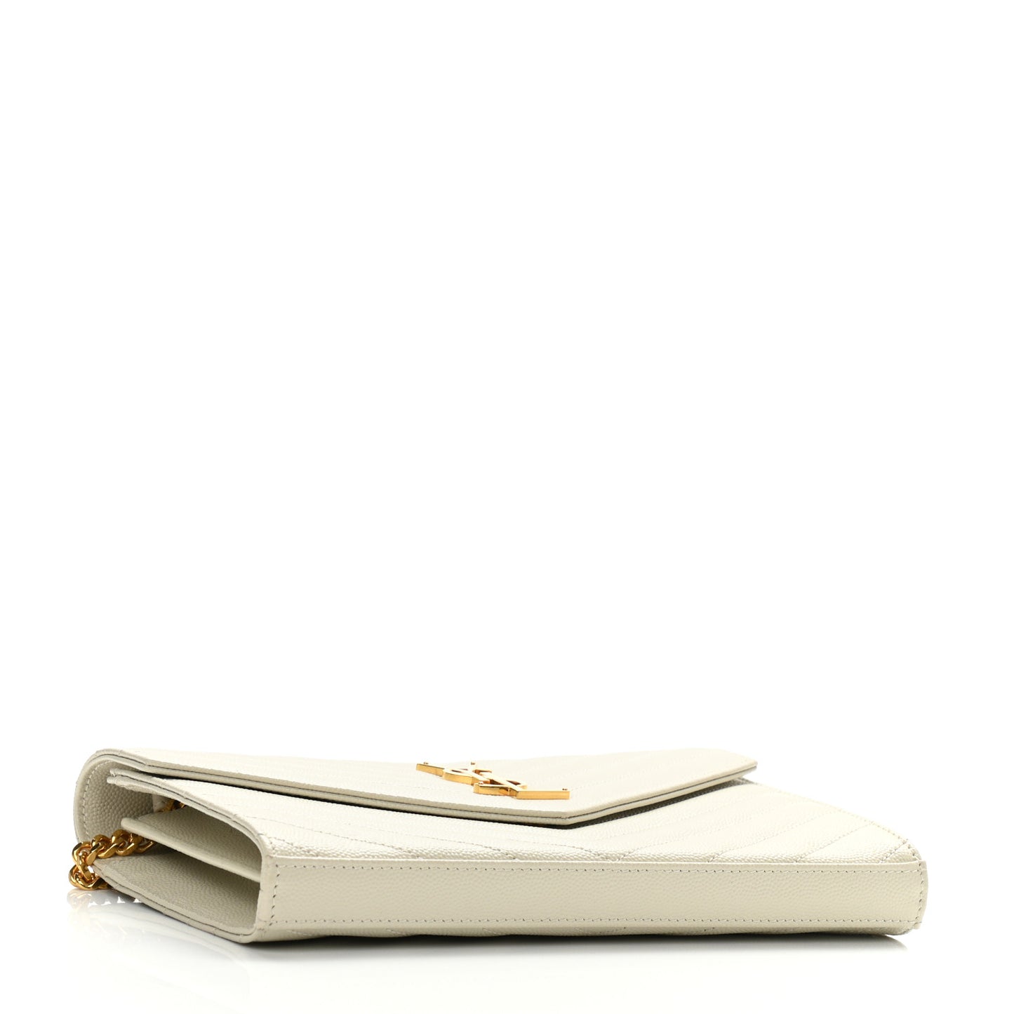Grain De Poudre Matelasse Chevron Monogram Chain Wallet Blanc Vintage