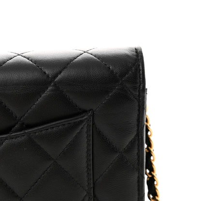 Chanel Lambskin Quilted Wallet On Chain WOC Black 14 of 15