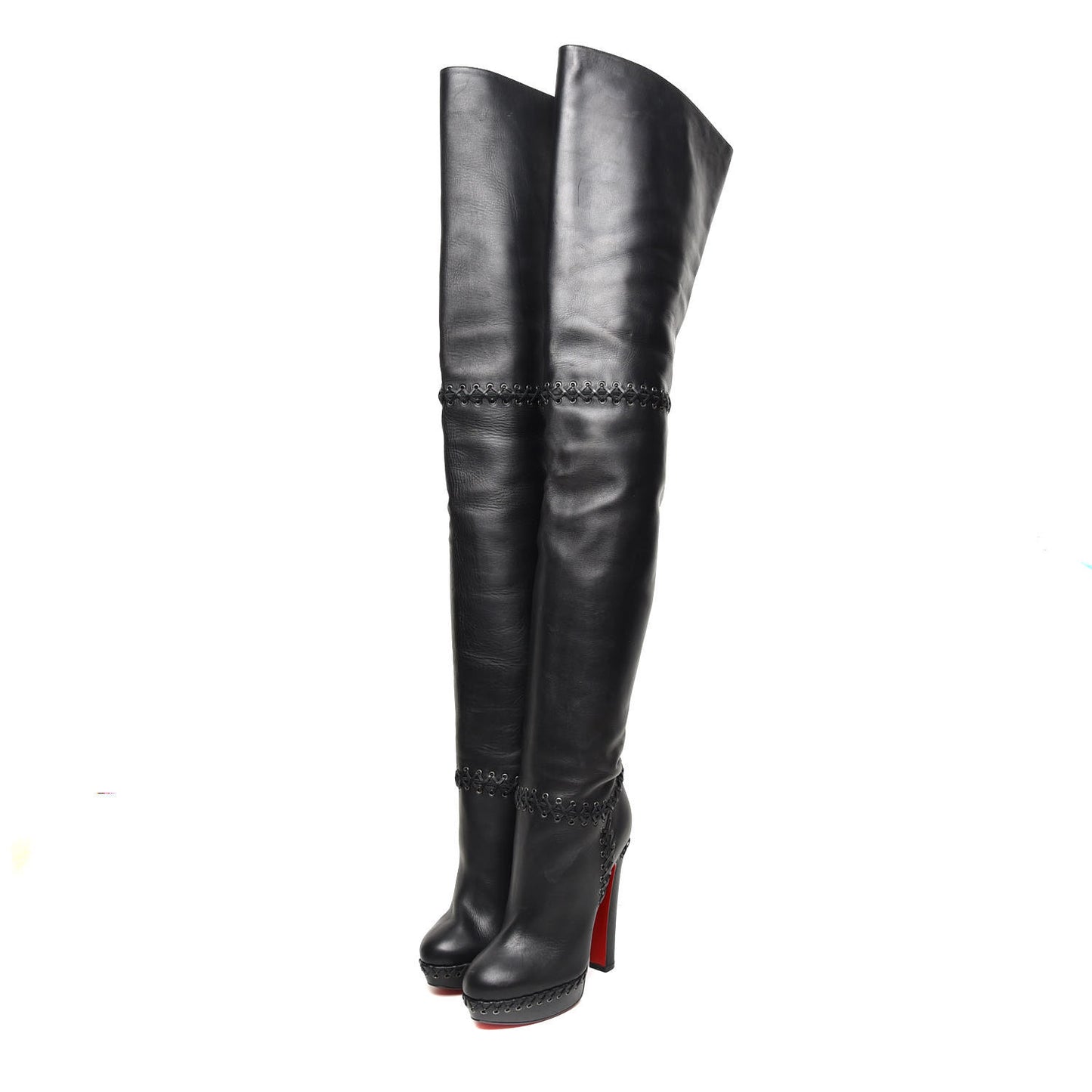 Calfskin Tres Contente Alta Thigh High Boots 37 Black