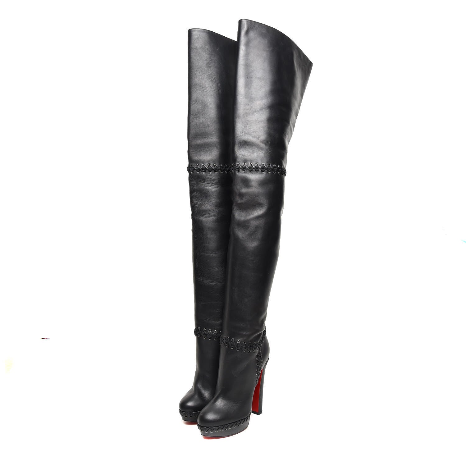 Christian Louboutin Calfskin Tres Contente Alta Thigh High Boots 37 Black 3 of 9
