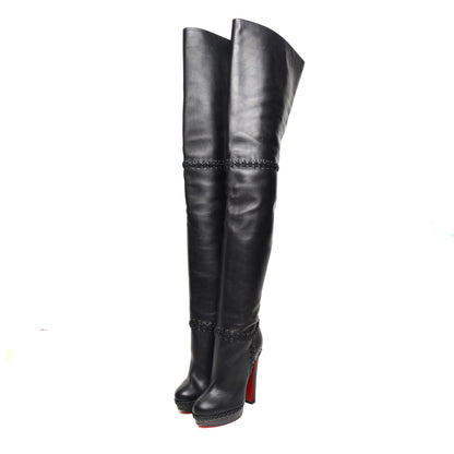 Christian Louboutin Calfskin Tres Contente Alta Thigh High Boots 37 Black 3 of 9