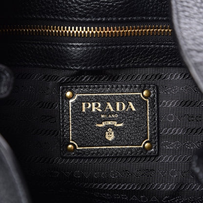 Prada Vitello Phenix Embossed Logo Hobo Black 6 of 10